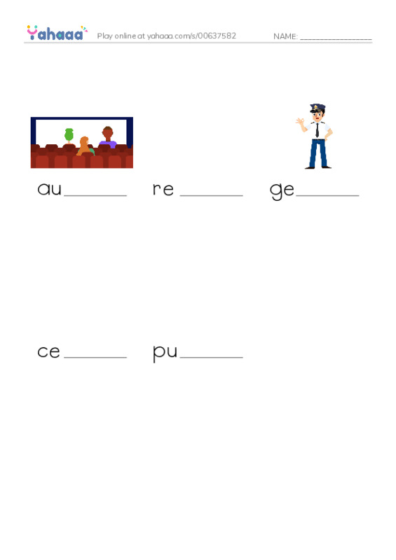RAZ Vocabulary N: Puppets PDF worksheet to fill in words gaps