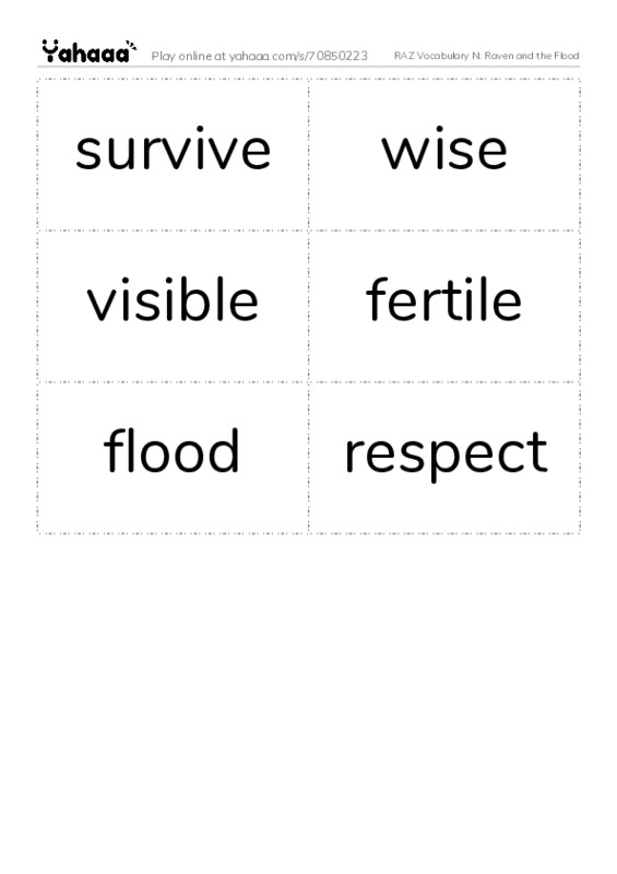 RAZ Vocabulary N: Raven and the Flood PDF two columns flashcards