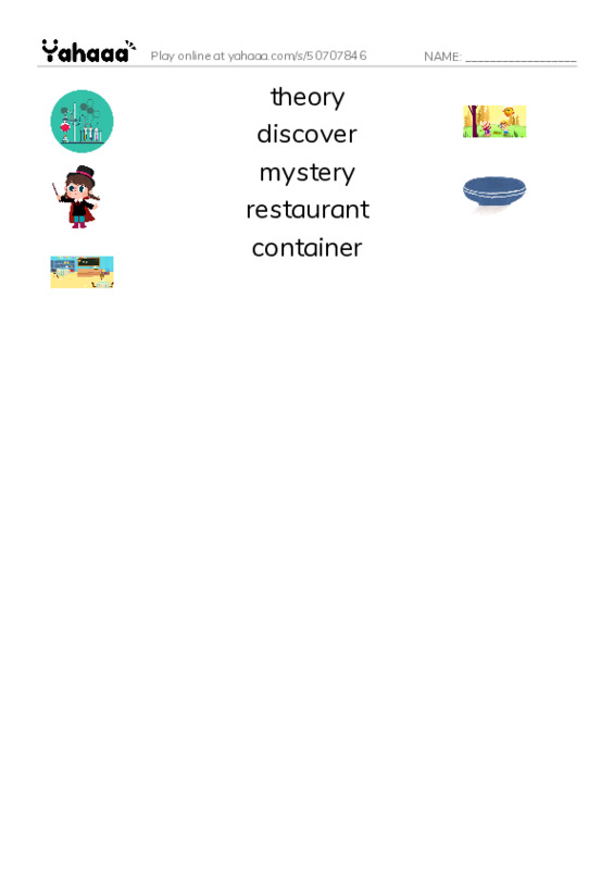 RAZ Vocabulary N: Sparkys Mystery Fortune PDF three columns match words