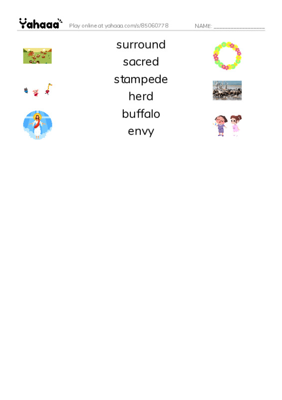 RAZ Vocabulary N: The Buffalo Hunt PDF three columns match words