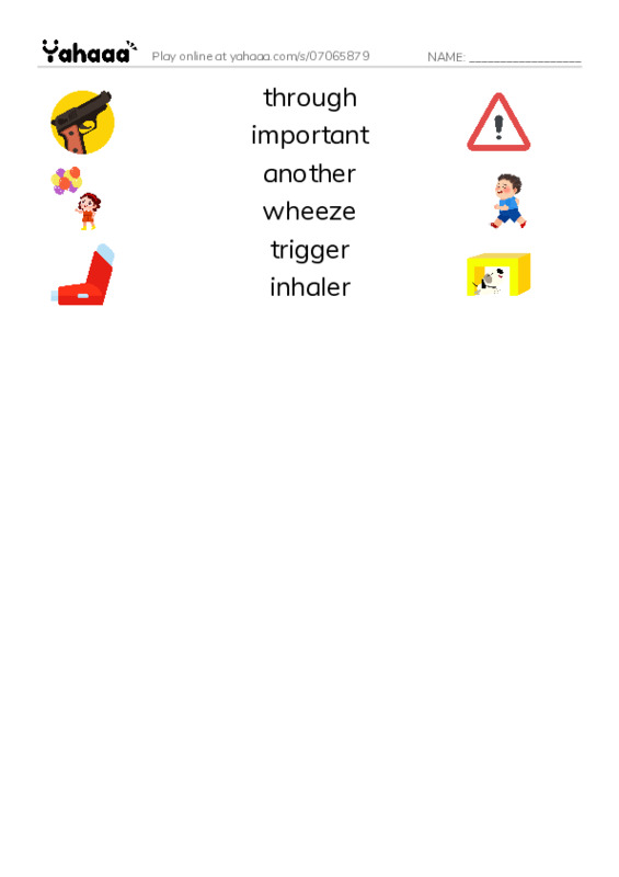RAZ Vocabulary N: The Day I Couldnt Breathe PDF three columns match words