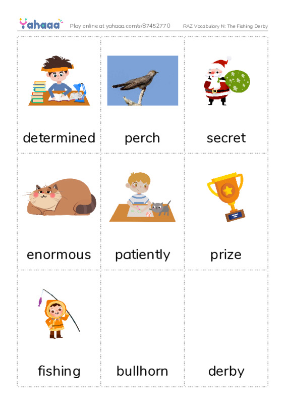 RAZ Vocabulary N: The Fishing Derby PDF flaschards with images