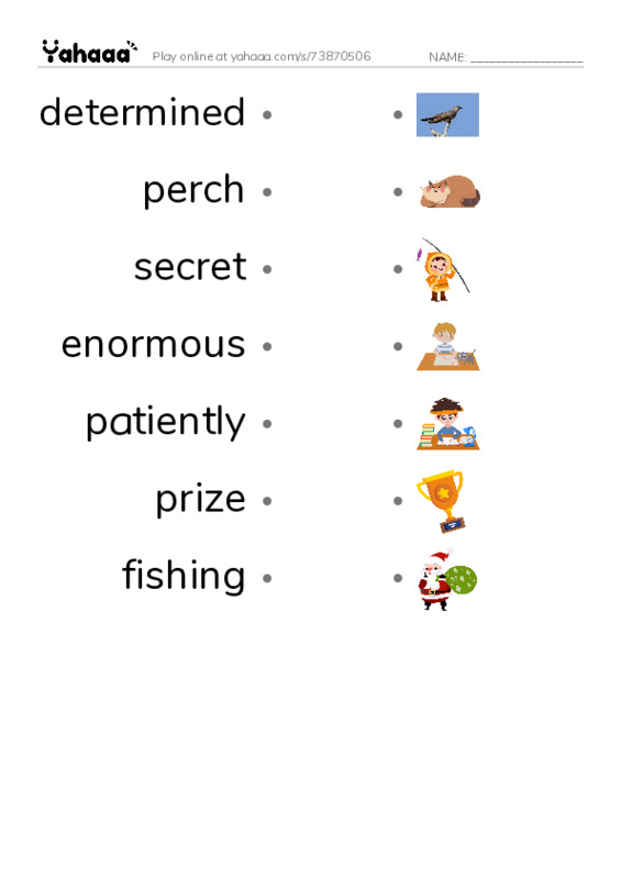 RAZ Vocabulary N: The Fishing Derby PDF link match words worksheet