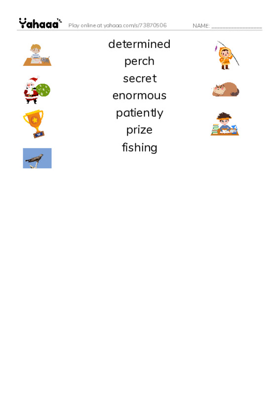 RAZ Vocabulary N: The Fishing Derby PDF three columns match words