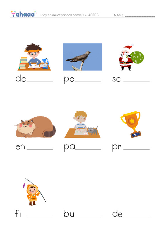 RAZ Vocabulary N: The Fishing Derby PDF worksheet to fill in words gaps
