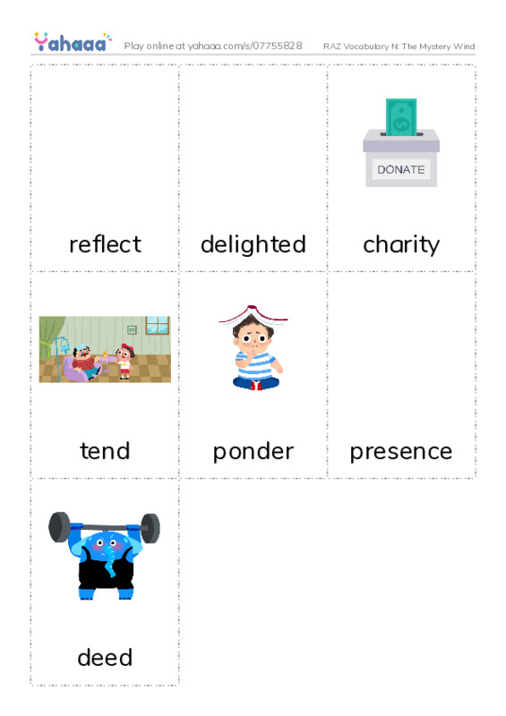 RAZ Vocabulary N: The Mystery Wind PDF flaschards with images