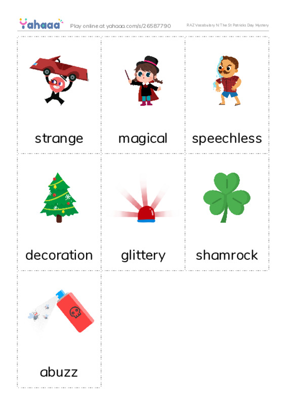 RAZ Vocabulary N: The St Patricks Day Mystery PDF flaschards with images