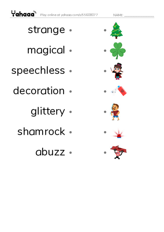 RAZ Vocabulary N: The St Patricks Day Mystery PDF link match words worksheet