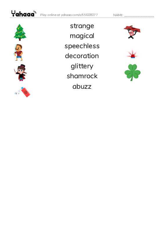 RAZ Vocabulary N: The St Patricks Day Mystery PDF three columns match words