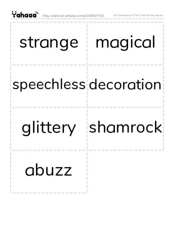 RAZ Vocabulary N: The St Patricks Day Mystery PDF two columns flashcards
