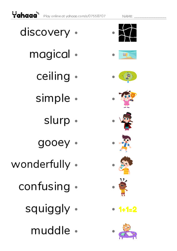 RAZ Vocabulary N: The UpDown Boy PDF link match words worksheet