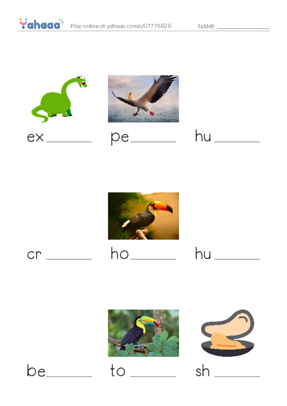 RAZ Vocabulary N: Weird Bird Beaks PDF worksheet to fill in words gaps