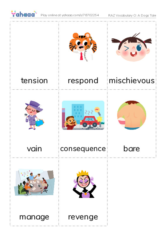 RAZ Vocabulary O: A Dogs Tale PDF flaschards with images