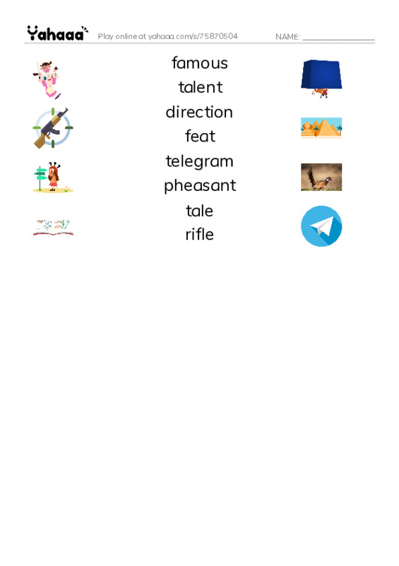 RAZ Vocabulary O: Annie Oakley PDF three columns match words