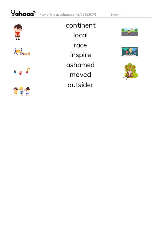 RAZ Vocabulary O: Barack Obama PDF three columns match words