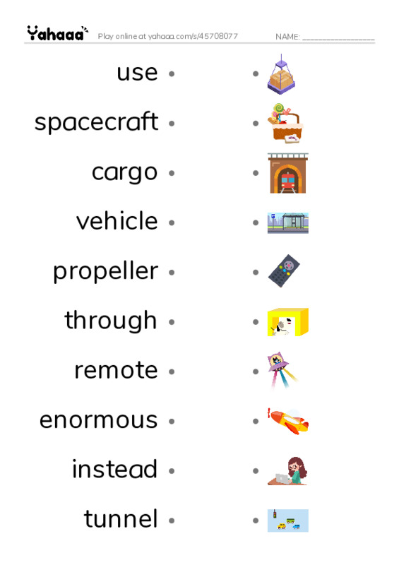RAZ Vocabulary O: Bigger Than a Monster Truck PDF link match words worksheet