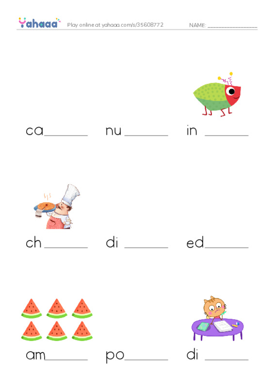 RAZ Vocabulary O: Edible Bugs1 PDF worksheet to fill in words gaps