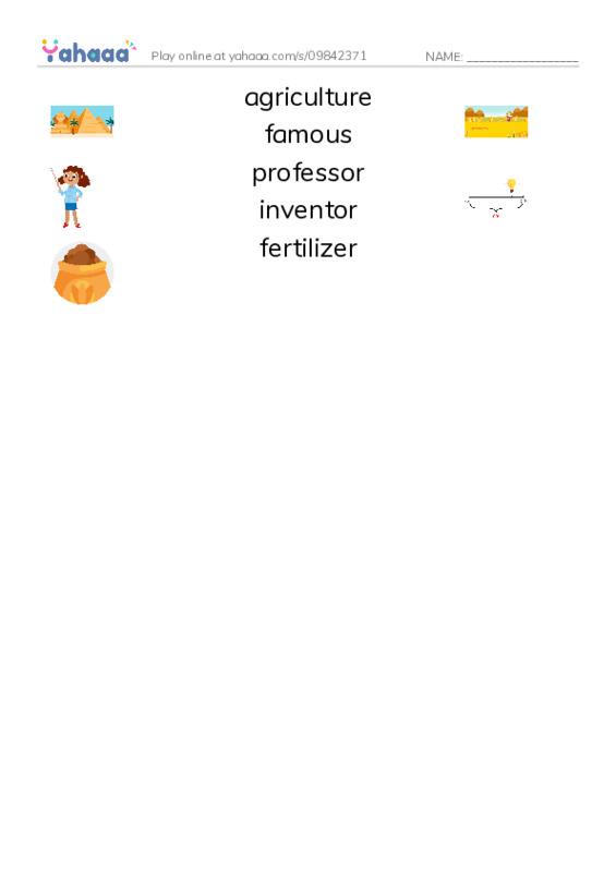 RAZ Vocabulary O: George Washington Carver PDF three columns match words