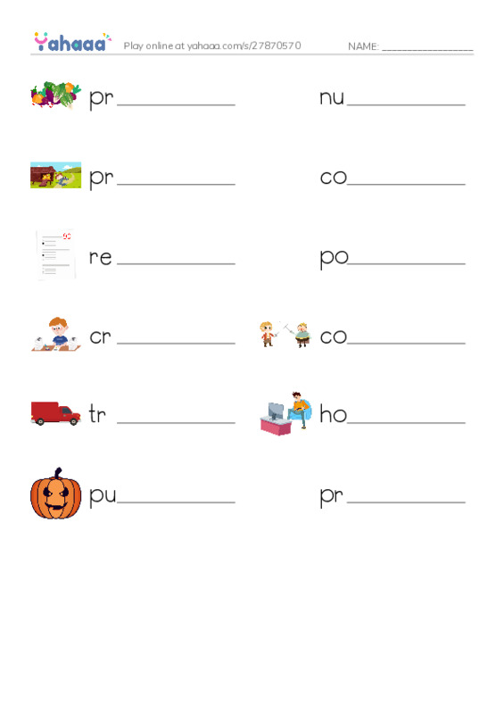 RAZ Vocabulary O: Giant Pumpkins1 PDF worksheet writing row
