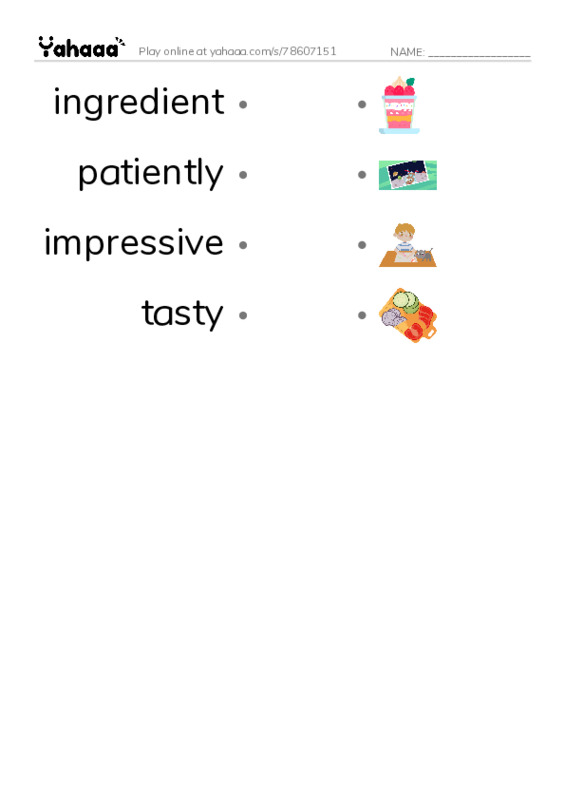 RAZ Vocabulary O: Irmas Sandwich Shop PDF link match words worksheet