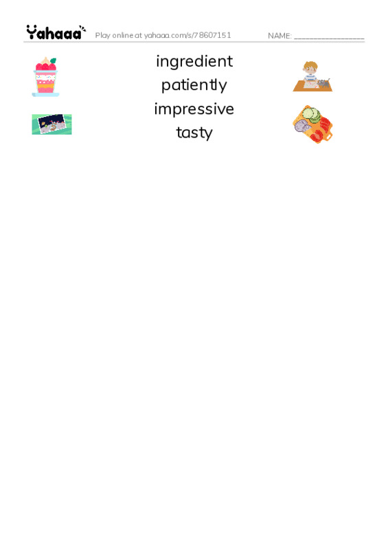 RAZ Vocabulary O: Irmas Sandwich Shop PDF three columns match words