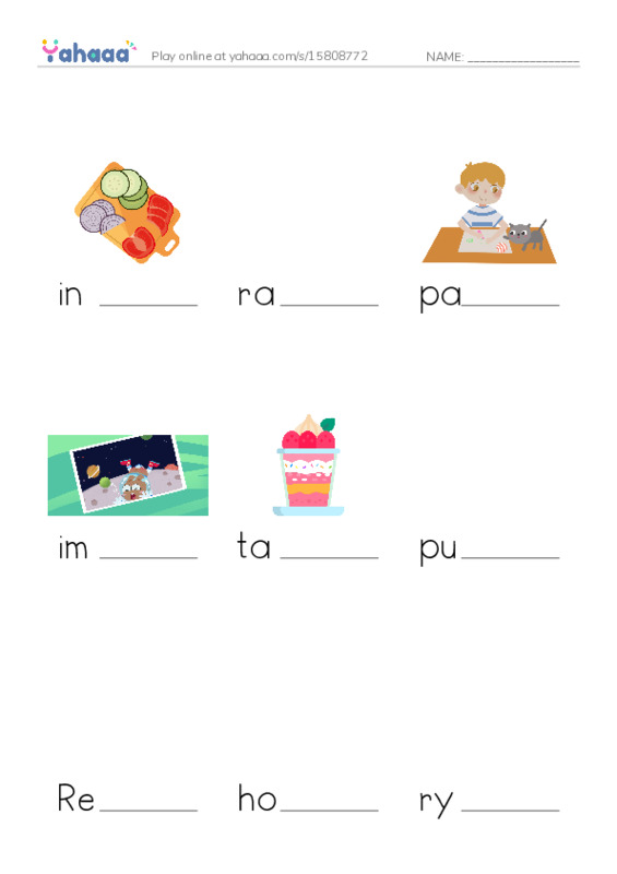 RAZ Vocabulary O: Irmas Sandwich Shop PDF worksheet to fill in words gaps