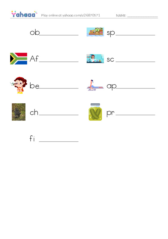 RAZ Vocabulary O: Jane Goodall PDF worksheet writing row