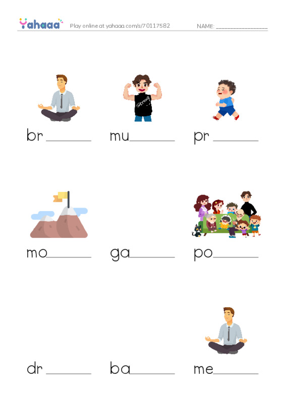 RAZ Vocabulary O: Jenny Loves Yoga1 PDF worksheet to fill in words gaps