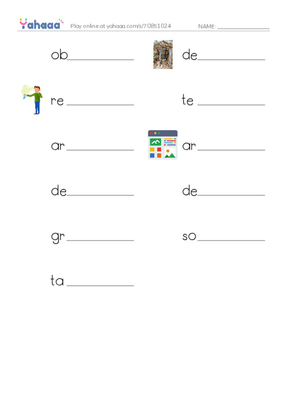RAZ Vocabulary O: Katies Forest Finds PDF worksheet writing row