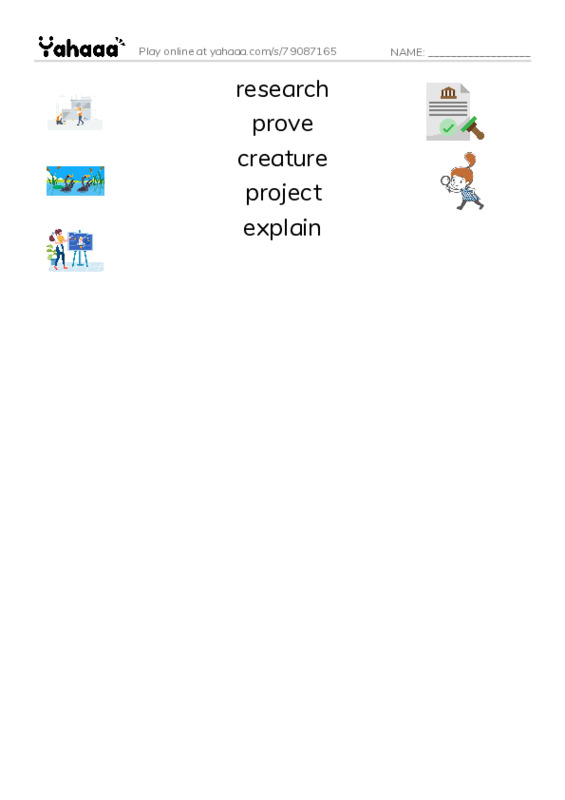 RAZ Vocabulary O: Looking for Bigfoot1 PDF three columns match words