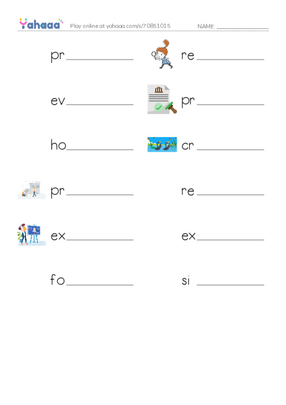 RAZ Vocabulary O: Looking for Bigfoot1 PDF worksheet writing row