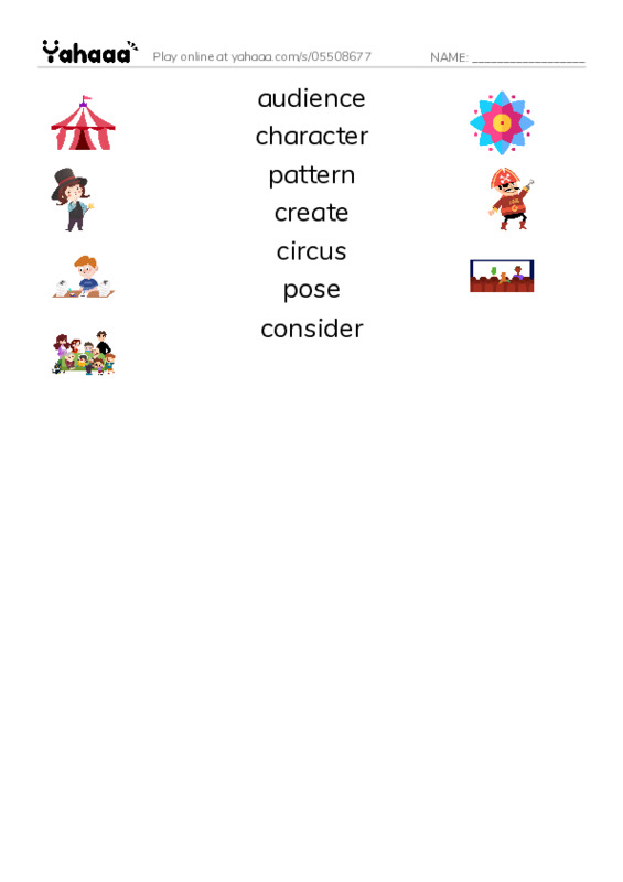 RAZ Vocabulary O: Off to Join the Circus1 PDF three columns match words
