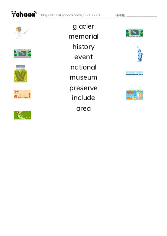 RAZ Vocabulary O: Park Rangers1 PDF three columns match words