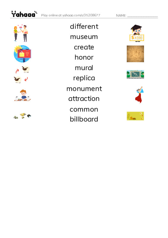 RAZ Vocabulary O: Roadside Oddities1 PDF three columns match words