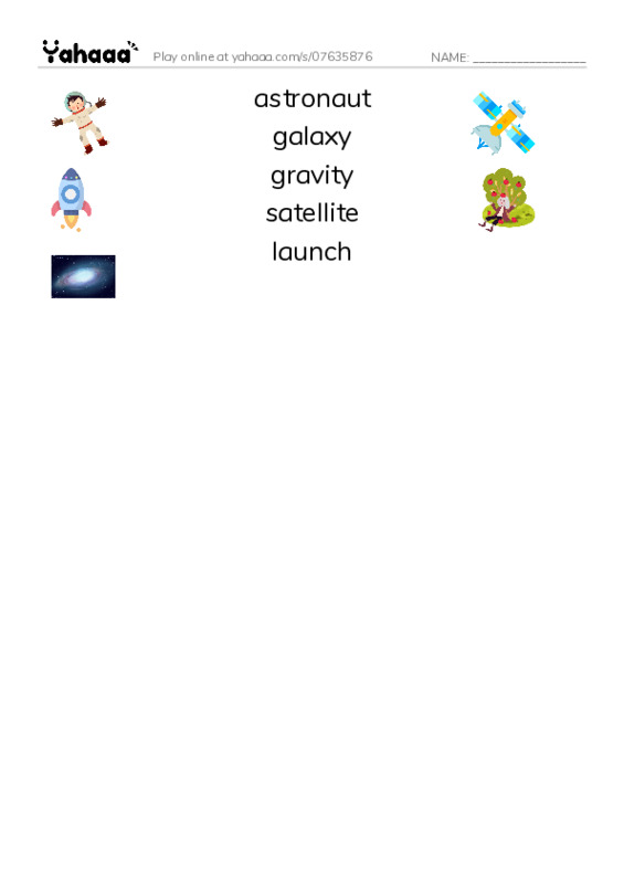 RAZ Vocabulary O: Sally Ride PDF three columns match words