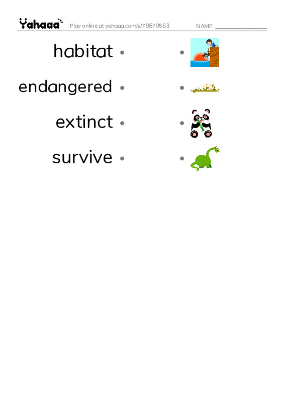 RAZ Vocabulary O: Saving the Last Wild Tigers PDF link match words worksheet