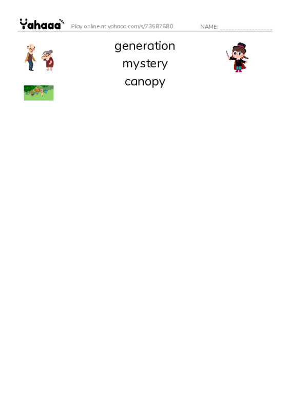 RAZ Vocabulary O: Spider Monkeys Question PDF three columns match words