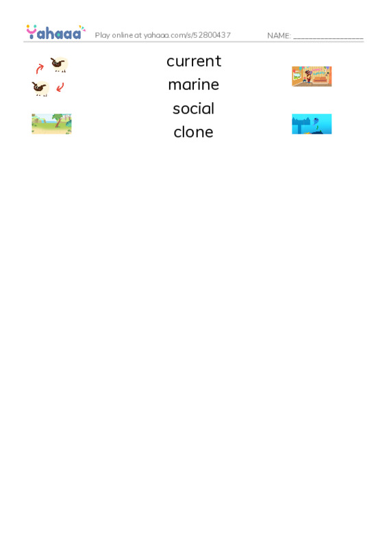 RAZ Vocabulary O: You're a Jellyfish PDF three columns match words