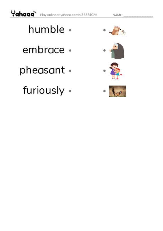 RAZ Vocabulary O: A Golden Tragedy PDF link match words worksheet