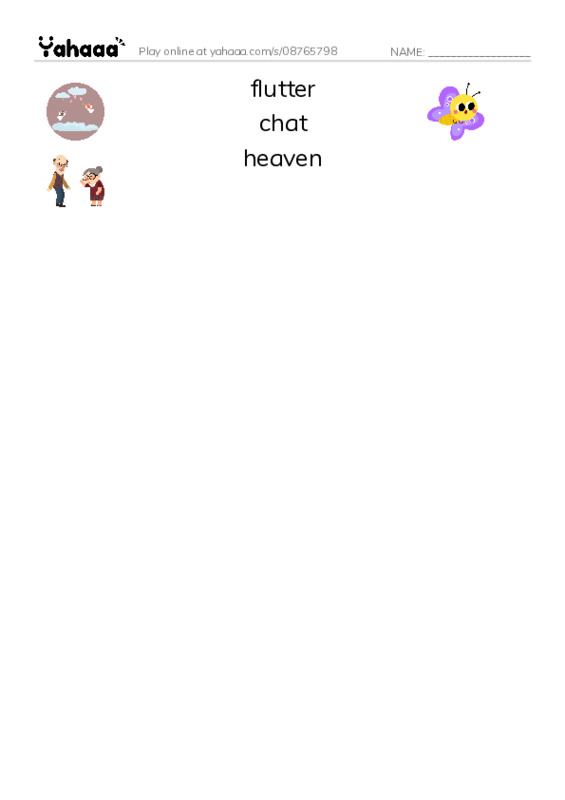 RAZ Vocabulary O: A Late Night Chat With a Parakeet PDF three columns match words