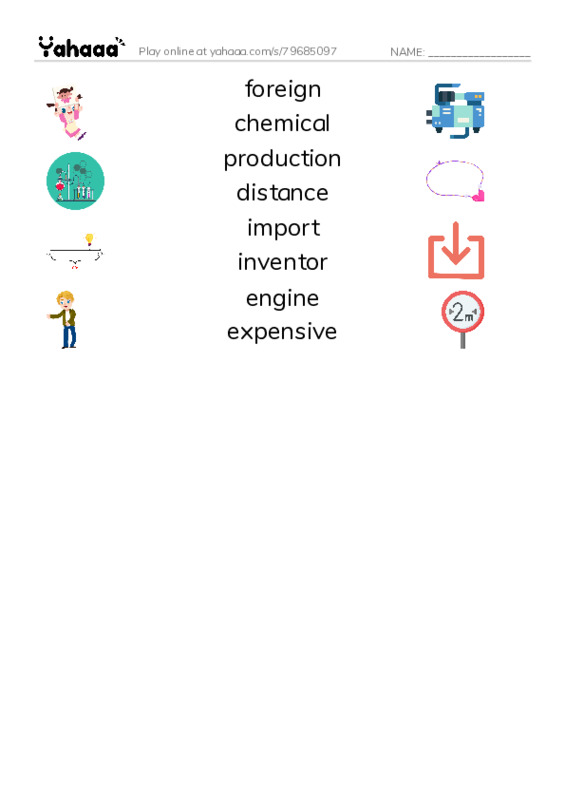 RAZ Vocabulary O: A Nation on Wheels PDF three columns match words