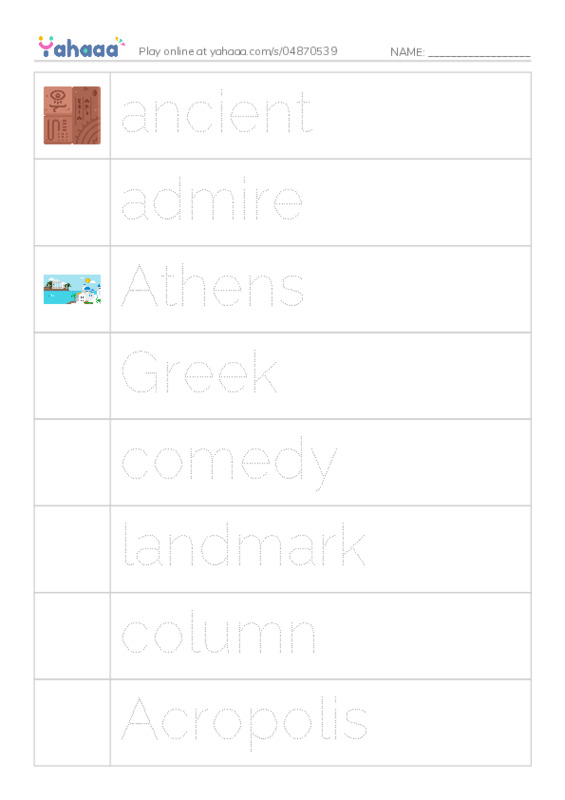 RAZ Vocabulary O: Acropolis Adventure PDF one column image words