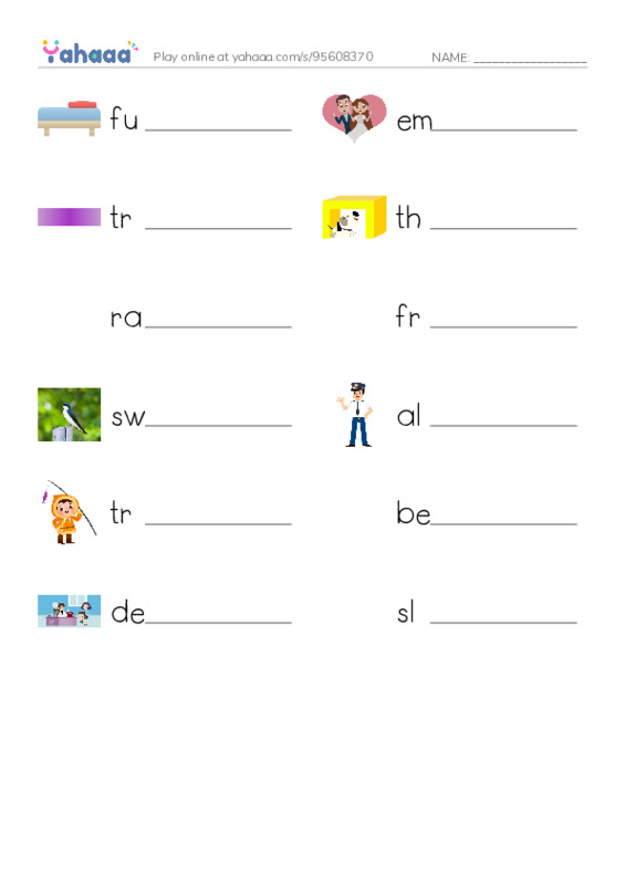 RAZ Vocabulary O: Alia and the Furniture Troll PDF worksheet writing row