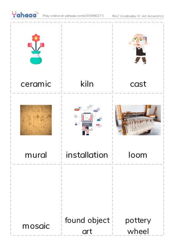 RAZ Vocabulary O: Art Around Us PDF flaschards with images