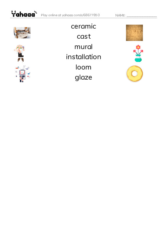 RAZ Vocabulary O: Art Around Us PDF three columns match words