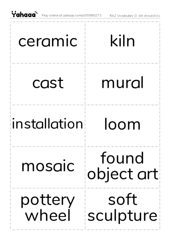 RAZ Vocabulary O: Art Around Us PDF two columns flashcards