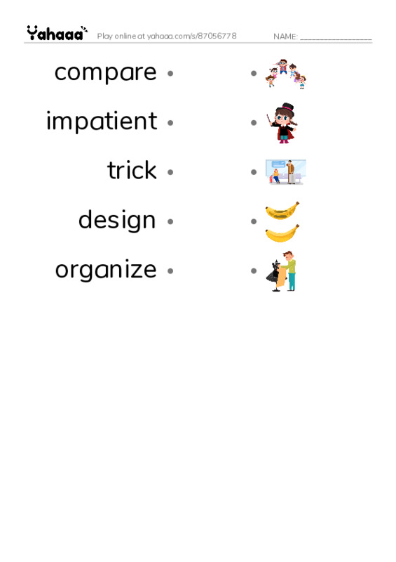 RAZ Vocabulary O: Beckys Puzzle Problem PDF link match words worksheet