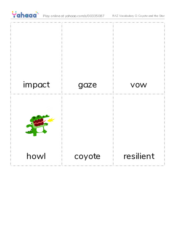RAZ Vocabulary O: Coyote and the Star PDF flaschards with images