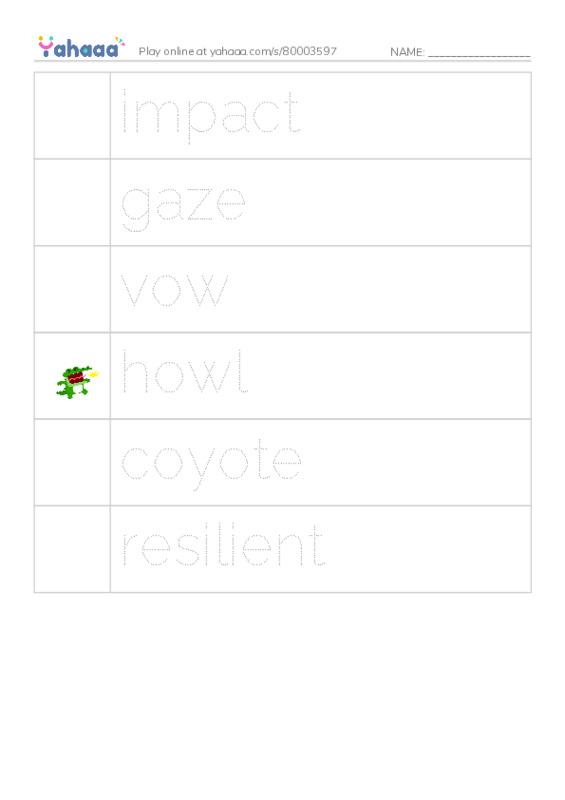 RAZ Vocabulary O: Coyote and the Star PDF one column image words