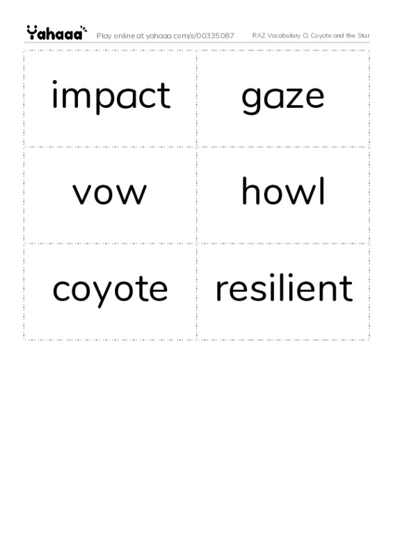RAZ Vocabulary O: Coyote and the Star PDF two columns flashcards